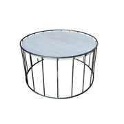 Elegant Round Marble and Iron Cage Coffee Table