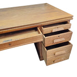 Mid-Century Double Pedestal Solid Oak Executive Desk