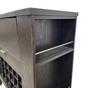 Modern Black Wood Convertible Bar Cabinet with Wine Rack