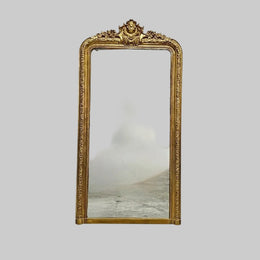 Gilded Louis Philippe Style Ornate Carved Full Length Mirror