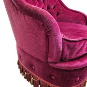 Napoleon III Style Tufted Plum Velvet Toad Armchair