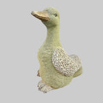 Whimsical Sage Green Textured Ceramic Duck Garden Statue