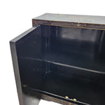 Vintage Oriental Black Lacquered Raised Relief Accent Cabinet