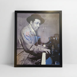 Monochrome Duke Ellington Jazz Piano Performance Framed Art Print
