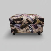 Chippendale Style Feather Printed Velvet Rectangular Ottoman