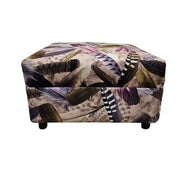 Chippendale Style Feather Printed Velvet Rectangular Ottoman
