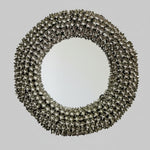 THE One Bella Donna Handmade Polished Nickel Floral Round Wall Mirror