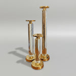 Eichholtz Retro Clear Acrylic and Gold Pillar Candle Holders Set