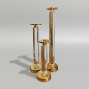 Eichholtz Retro Clear Acrylic and Gold Pillar Candle Holders Set