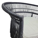 Sculptural Black Hand-Woven Rattan Tub Style Accent Armchair
