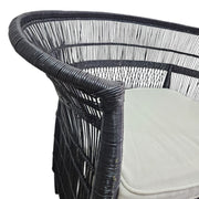 Sculptural Black Hand-Woven Rattan Tub Style Accent Armchair