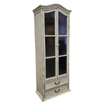 French Provincial Shabby Chic Distressed White Display Cabinet