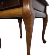 Classic Queen Anne Style Mahogany Tone Single Drawer Side Table