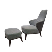 Single Seater Fabric Armchair with Ottoman