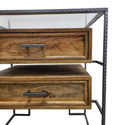 Industrial Mango Wood & Studded Iron Side Table