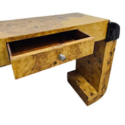 Art Deco Burl Wood Console with Bold Geometric Accents