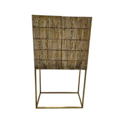 Marina Home Industrial Style Reclaimed Wood and Brass Bar Cabinet