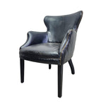 Classic English Library Studded Black Leather Armchair