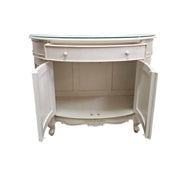 Stately Provincial Cream Carved Vanity Cabinet with Detachable Tri-Fold Mirror