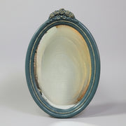 Timeless Antique-Style Oval Wall Mirror with Rose Crest