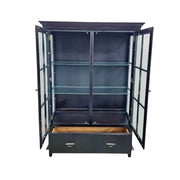 Heritage Style Dark Espresso Glaze Wooden Glass Display Cabinet