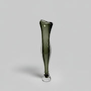Mid-Century Style Olive Green Heavy Art Glass Sommerso Vase