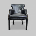 Classic English Library Studded Black Leather Armchair