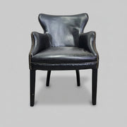 Classic English Library Studded Black Leather Armchair