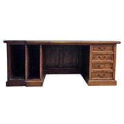 Heritage Solid Wood L-Shape Executive Desk with Leather Top
