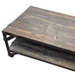 Industrial Two-Tier Reclaimed Wood Coffee Table on Castors