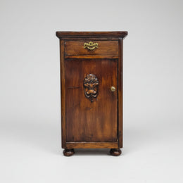 Stately Antique Style Carved Wood Pedestal Side Table Cabinet
