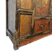 Antique Hand-Carved Oriental Cabinet with Phoenix Detailing