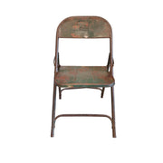 Authentic Distressed Metal Vintage Folding Chair