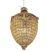 Ormolu Antique Style Gilded Brass and Crystal Acorn Pendant Chandelier