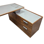 Al Huzaifa Arthur Modern Style Walnut Executive Desk with Grey Leather Top