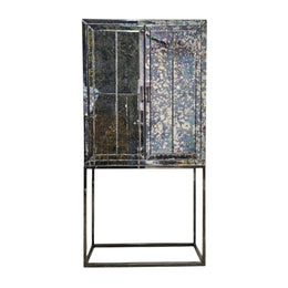 THE One Retro Glam Distressed Mirrored Glass Drinks Cabinet