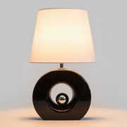 Bold High Gloss Black O Ring Ceramic Table Lamp with Chrome Accent