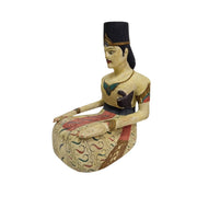 Artisanal Hand-Painted Javanese Loro Blonyo Wooden Folk Art Sculpture