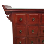 Heritage Oriental Red Lacquer Oriental Multi Drawer Altar Console Table