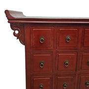 Heritage Oriental Red Lacquer Oriental Multi Drawer Altar Console Table