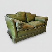 Vintage Moss Green Genuine Leather 2 Seater Sofa
