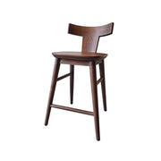 Handcrafted Solid Wood Stool with Sculpted Back