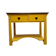 Sun-Kissed Industrial Entryway Console/Desk with Natural Wood Top