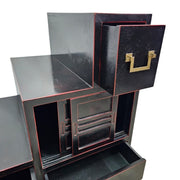 Vintage Japanese-Style Black and Red Step Cabinet