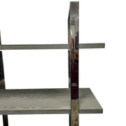 Contemporary Grey Wood and Polished Chrome 4-Tier Bookshelf