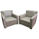 Contemporary Minimalist Grey Leather Armchair