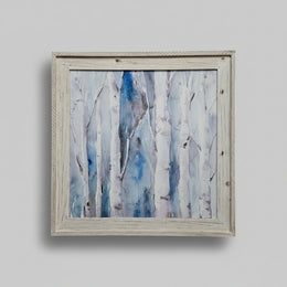 Serene Birch Forest Framed Original Watercolor Canvas Painting