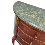Grand Louis XVI Style Green Marble Top Demilune Commode