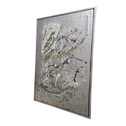 Japack Rose Mixed Media Metallic Silver Framed Canvas Art