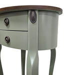 Sage Green Upcycled Wooden 2-Drawer Oval Telephone Side Table